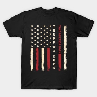 Donald Trump 2024 Take America Back American Flag Patriotic T-Shirt